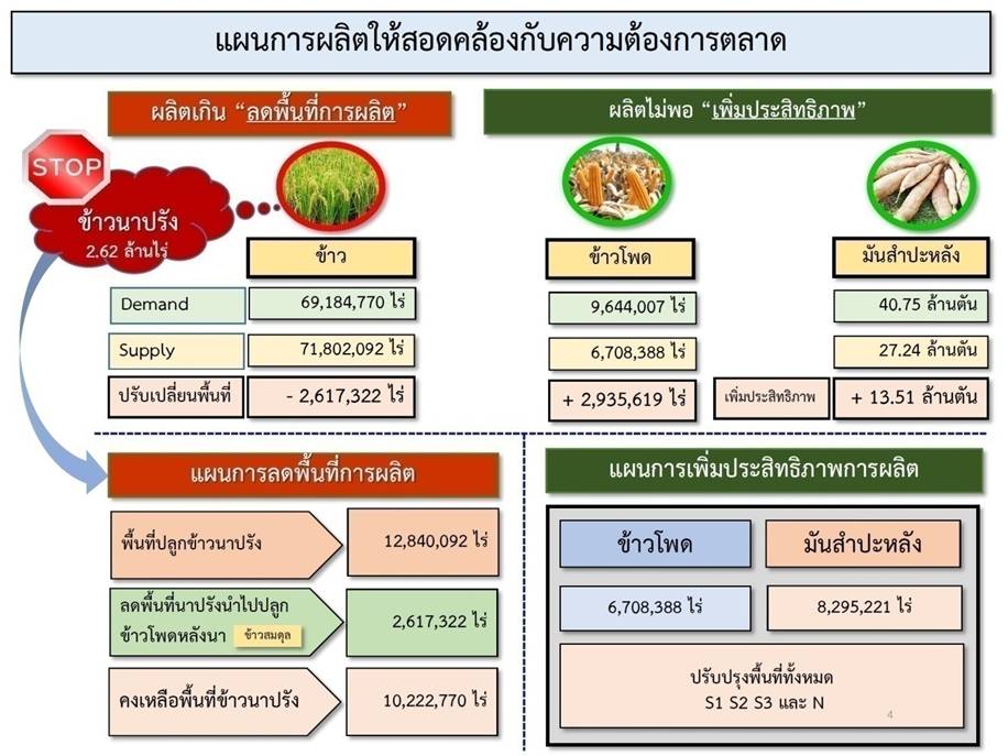 รมว.กษ. รุกนโยบายการผลิตสินค้าเกษตรให้สอดคล้องความต้องการของตลาด เพื่อให้ราคาสินค้าเกษตรมีเสถียรภาพ