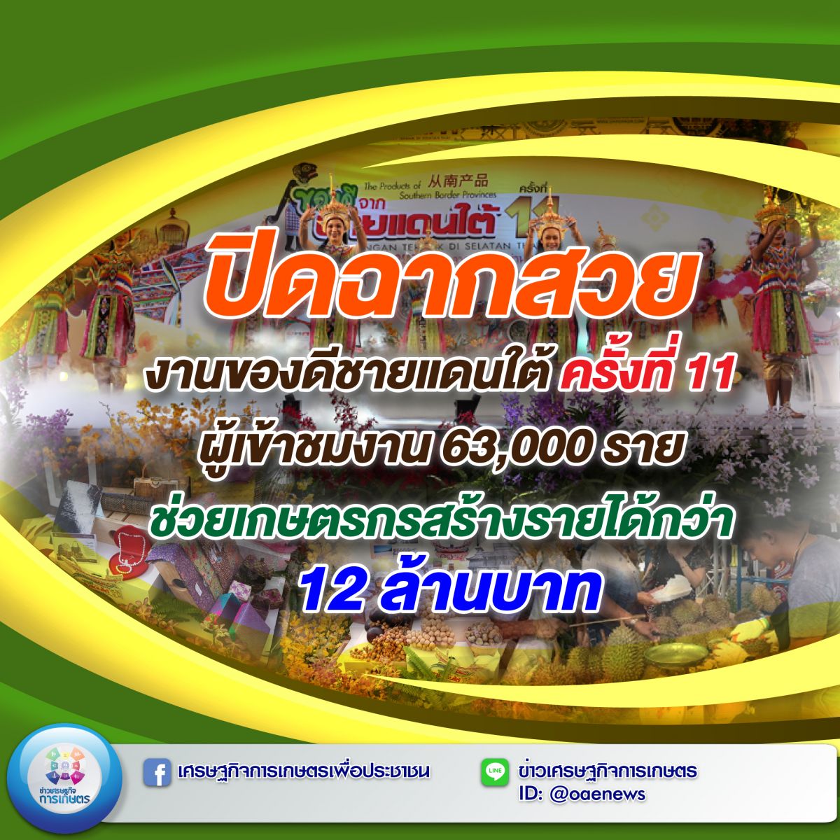 ปิดฉากสวย งานของดีชายแดนใต้ ครั้งที่ 11 ผู้เข้าชมงาน 6 หมื่นราย ช่วยเกษตรกรสร้างรายได้กว่า 12 ล้าน 