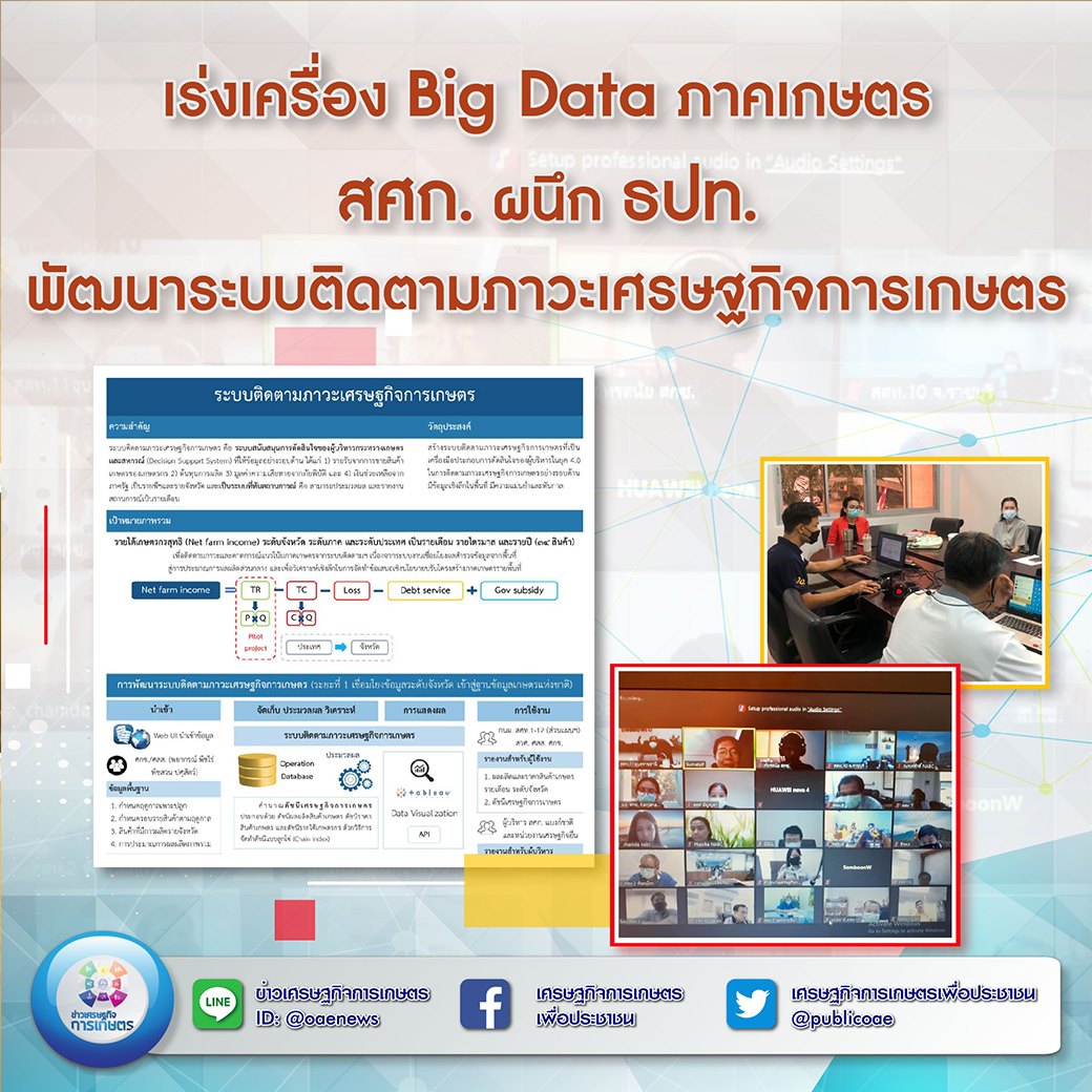 เร่งเครื่อง Big Data ภาคเกษตร สศก. ผนึก ธปท. พัฒนาระบบติดตามภาวะเศรษฐกิจการเกษตร 