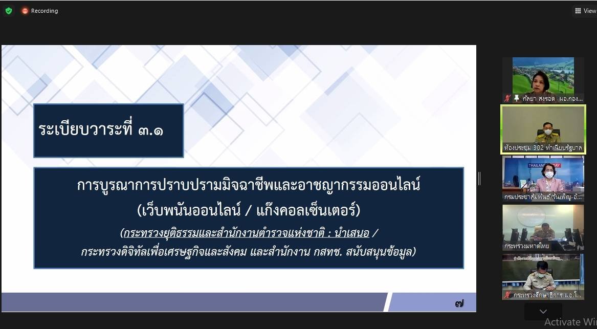 ประชุมคณะกรรมการติดตามการดำเนินงานตามนโยบายรัฐบาลและข้อสั่งการนายกรัฐมนตรี (กตน.) ครั้งที่ 3/2565