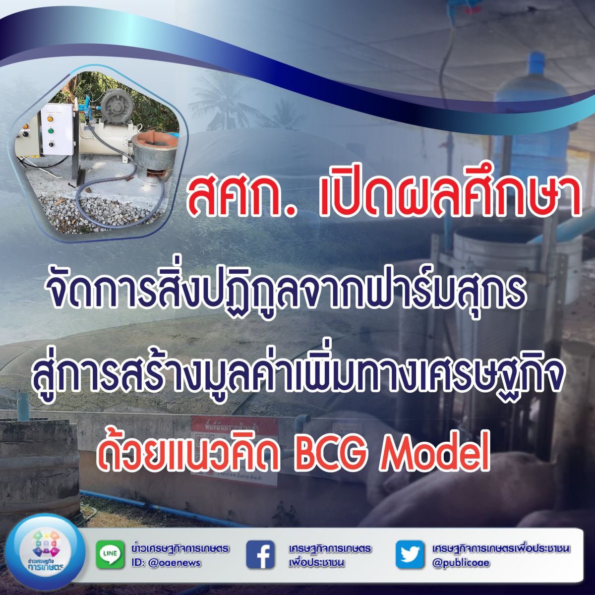 สศก. เปิดผลศึกษาจัดการสิ่งปฏิกูลจากฟาร์มสุกรสู่การสร้างมูลค่าเพิ่มทางเศรษฐกิจ ด้วยแนวคิด BCG Model