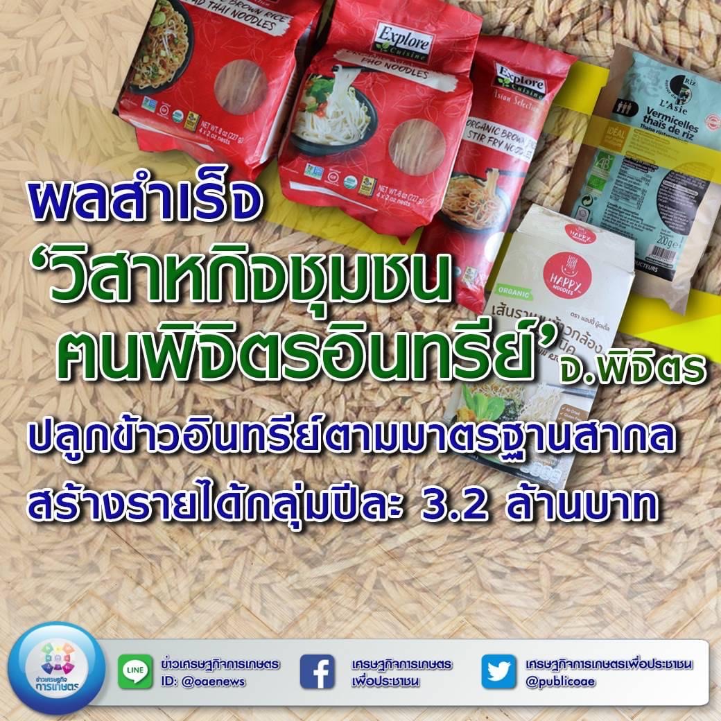  ผลสำเร็จ ‘วิสาหกิจชุมชนฅนพิจิตรอินทรีย์’ จ.พิจิตร ปลูกข้าวอินทรีย์ตามมาตรฐานสากล สร้างรายได้กลุ่มปีละ 3.2 ล้านบาท